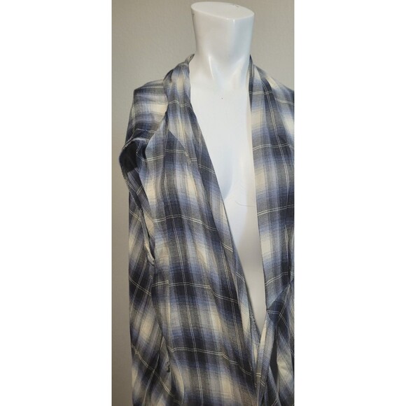 Vince Medium Duster Dress wrap plaid sleeveless belt adjustable open - Picture 4 of 10